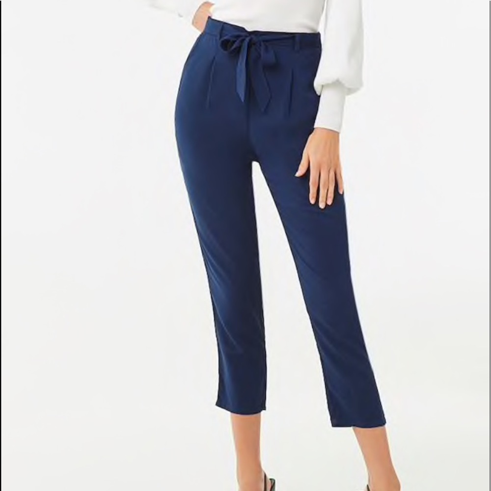 navy blue belted pants/trousers (forever 21)